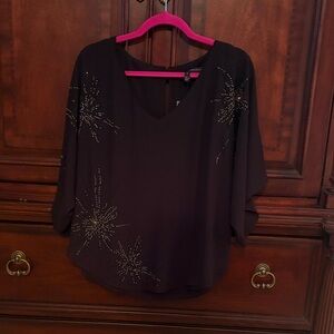 WHBM Black Embellished Women's Top